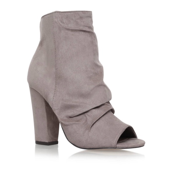 abulous Mocha Suedette peep-toe Boho  ankle boots - Picture 5 of 5